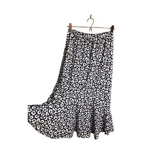 Boohoo | Blue white and black animal print maxi skirt •